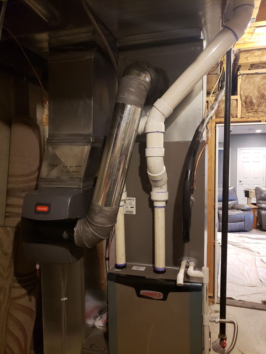 Sealed combustion PVC venting on a high-efficiency furnace install